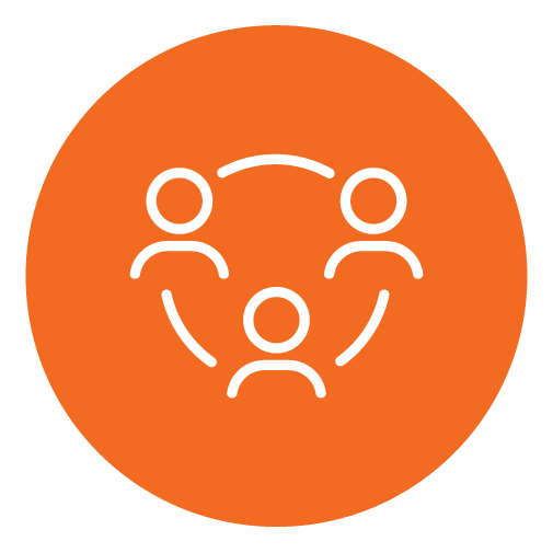 People Network Icon on Orange Circle